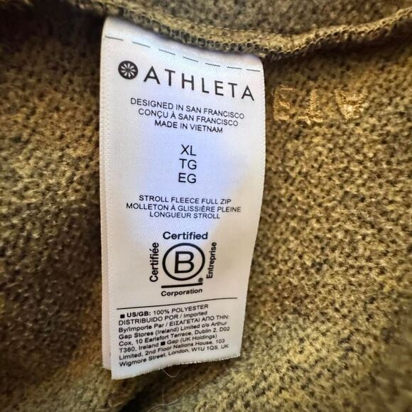 Athleta Women's Green Stroll Fleece Full zip Stand up Collar Jacket Size XL - Picture 8 of 8